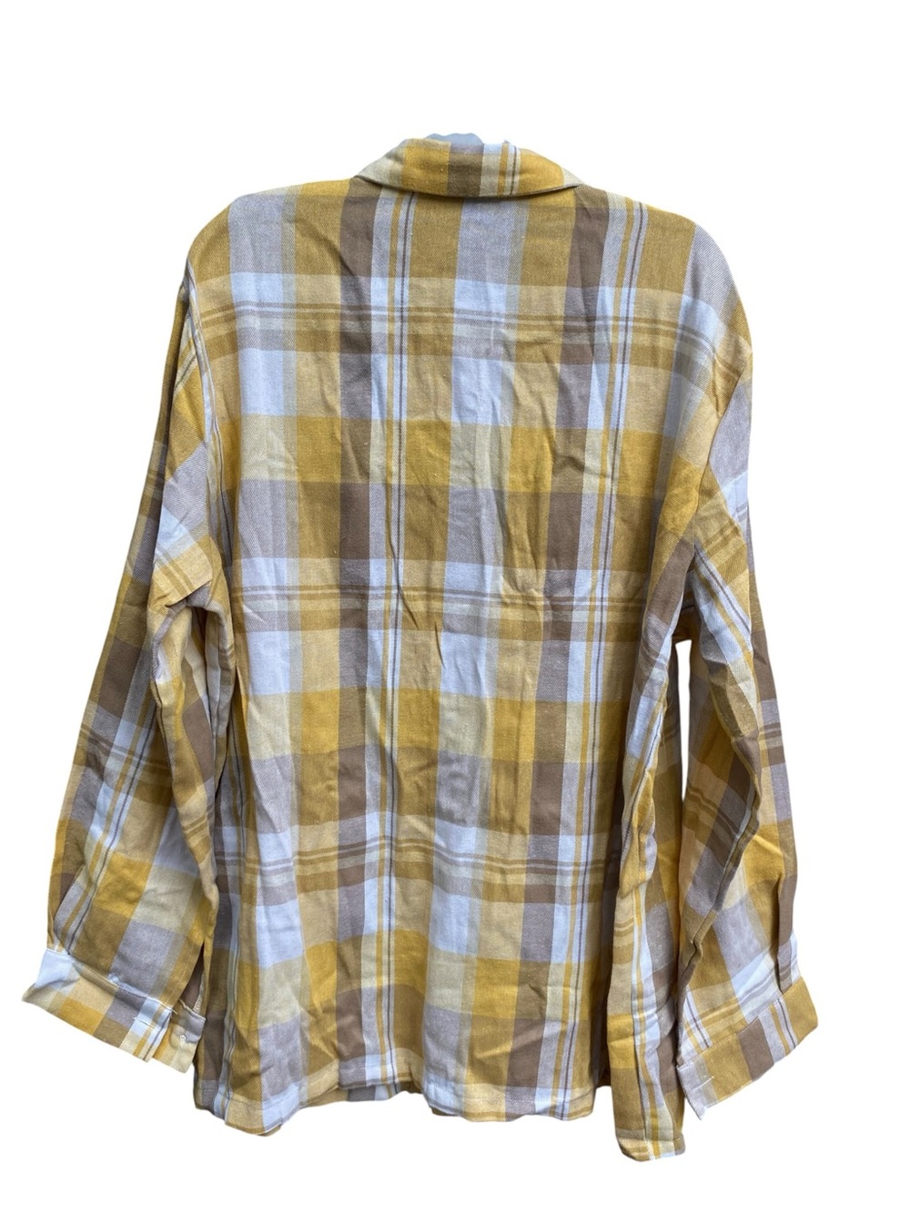 Chicme Yellow Plaid Flannel Button Down Shirt Womens Plus Size 3XL NWOT New - Picture 2 of 7